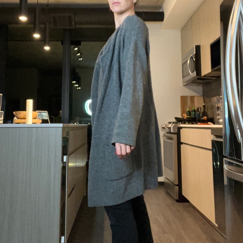 Theory Gray Wool Yak Blend Open Front Cardigan Ja… - image 4